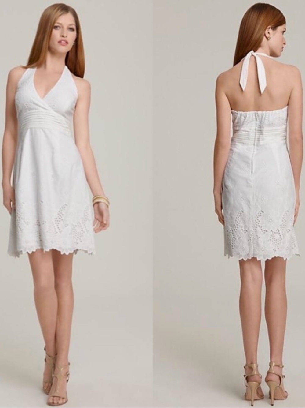 Lilly Pulitzer White Halter 100% Cotton Mini Dress Sz 4